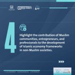 Highlight the contribution of Muslim communities, entrepreneurs, and professionals to the development of Islamic economy frameworks in non-Muslim societies.